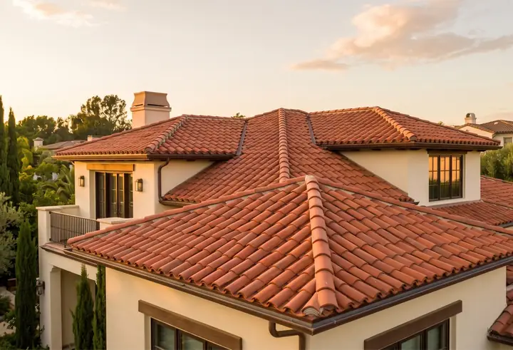 Clay tile roofing on a home with strong curb appeal